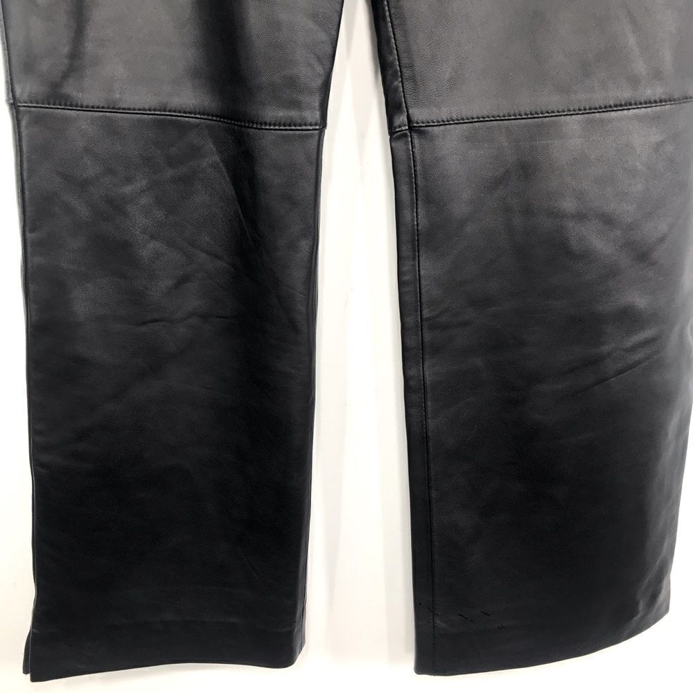St. John Sport Black 100% Leather Straight Leg Zip Pocket Ankle Pants - Picture 5 of 16